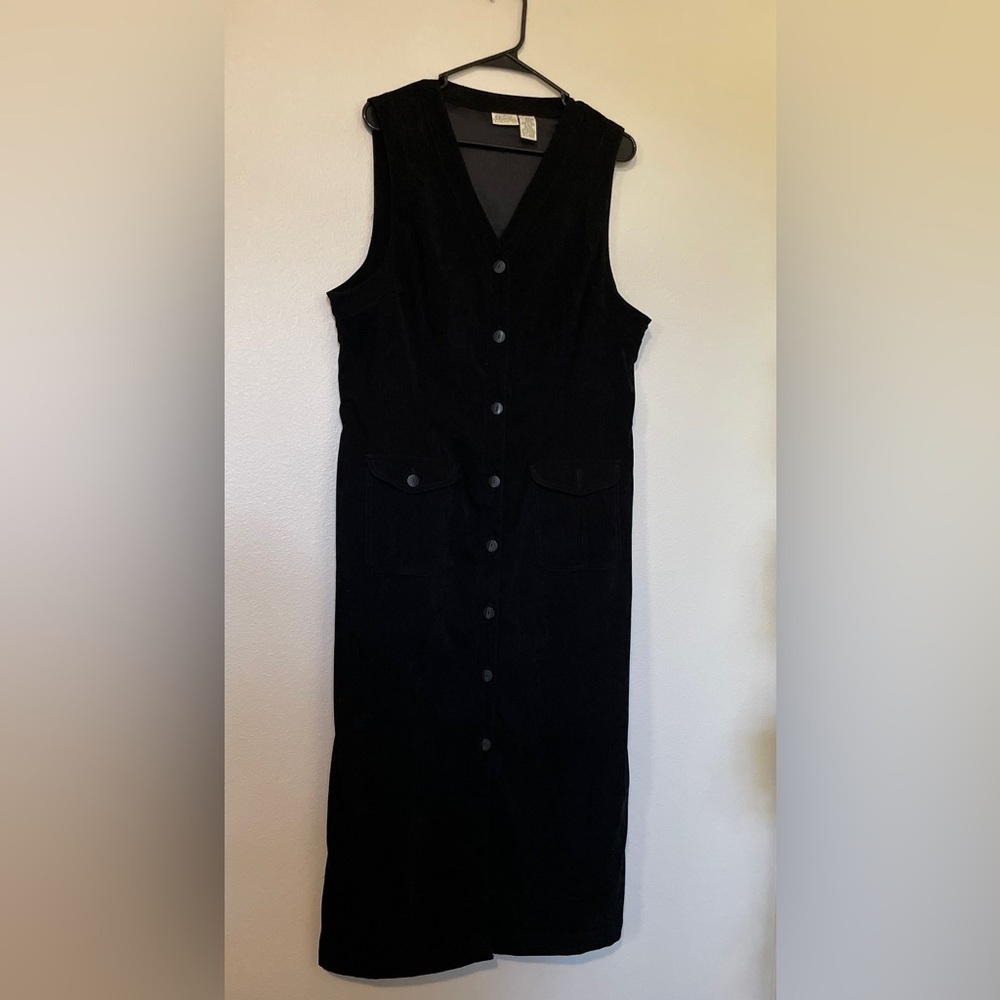 St. John’s Bay Black Sleeveless Button-Front Maternity Maxi Dress | Vintage